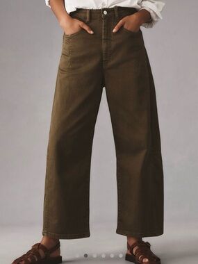 NWT!! Anthropologie Pilcro Olive barrel High-Rise Pants